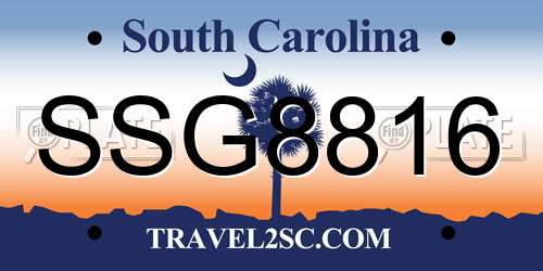 SSG8816 South Carolina License Plate