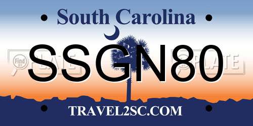 SSGN80 South Carolina License Plate