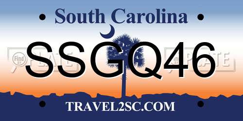 SSGQ46 South Carolina License Plate