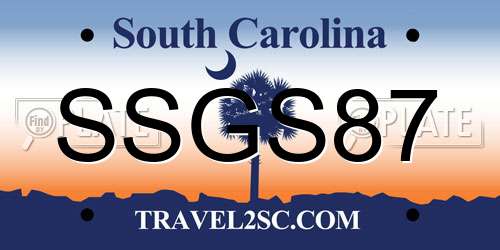 SSGS87 South Carolina License Plate