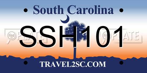 SSH101 South Carolina License Plate