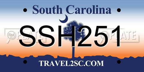SSH251 South Carolina License Plate