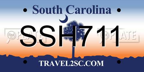 SSH711 South Carolina License Plate