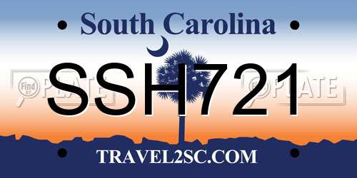 SSH721 South Carolina License Plate