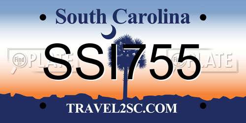 SSI755 South Carolina License Plate