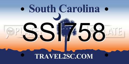 SSI758 South Carolina License Plate