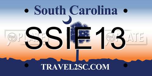 SSIE13 South Carolina License Plate