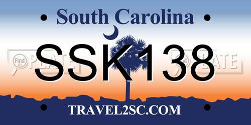 SSK138 South Carolina License Plate