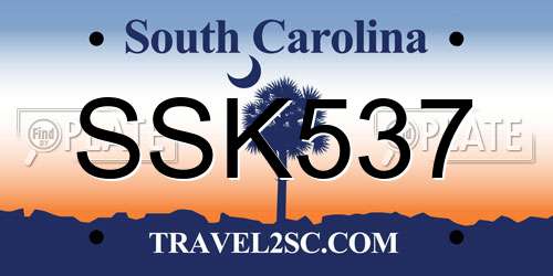 SSK537 South Carolina License Plate