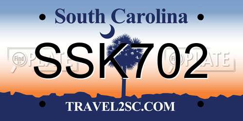 SSK702 South Carolina License Plate