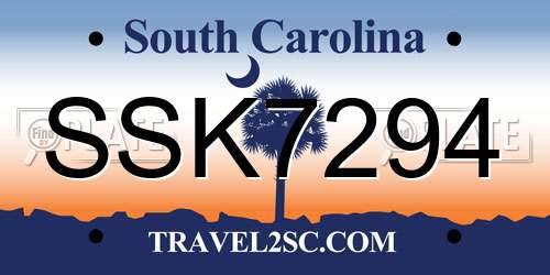 SSK7294 South Carolina License Plate