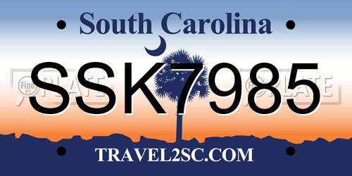SSK7985 South Carolina License Plate