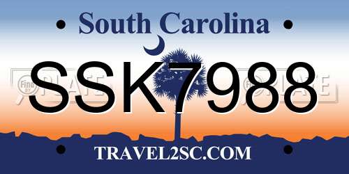 SSK7988 South Carolina License Plate