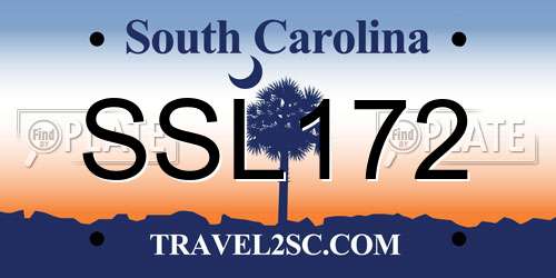 SSL172 South Carolina License Plate