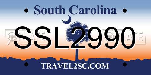 SSL2990 South Carolina License Plate