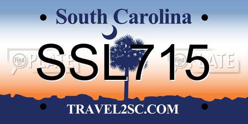 SSL715 South Carolina License Plate