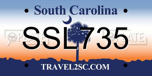 SSL735 South Carolina License Plate