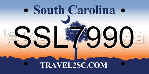 SSL7990 South Carolina License Plate