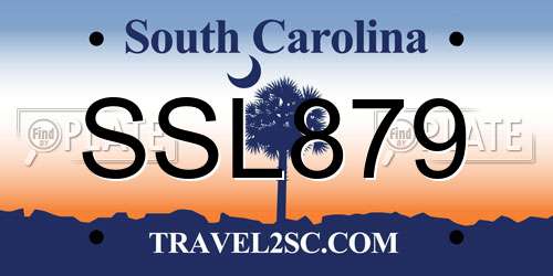 SSL879 South Carolina License Plate