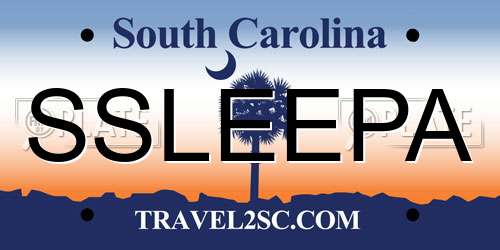 SSLEEPA South Carolina License Plate