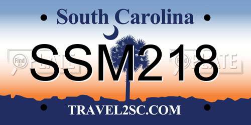 SSM218 South Carolina License Plate
