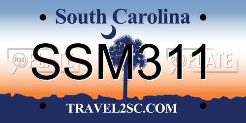 SSM311 South Carolina License Plate