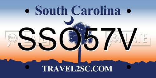 SSO57V South Carolina License Plate