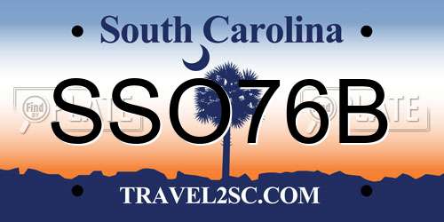 SSO76B South Carolina License Plate