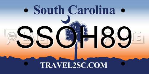 SSOH89 South Carolina License Plate