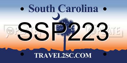 SSP223 South Carolina License Plate