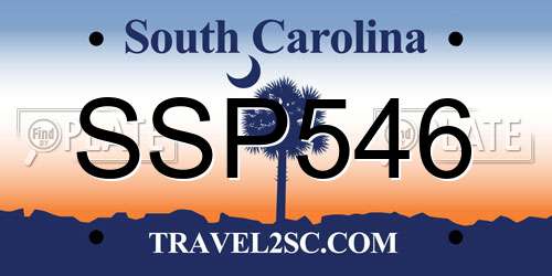 SSP546 South Carolina License Plate