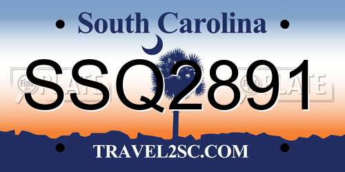 SSQ2891 South Carolina License Plate