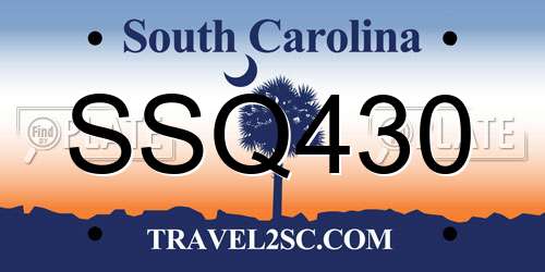 SSQ430 South Carolina License Plate