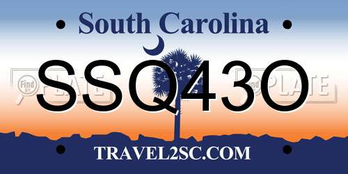 SSQ43O South Carolina License Plate
