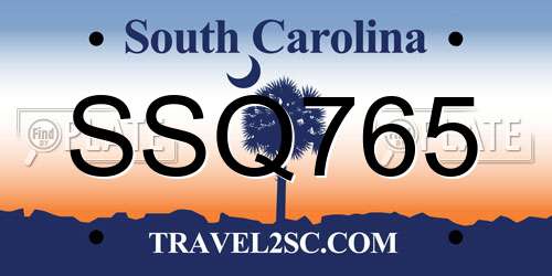 SSQ765 South Carolina License Plate