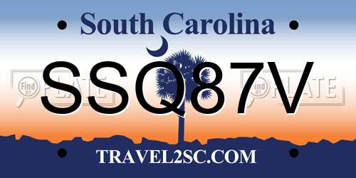 SSQ87V South Carolina License Plate