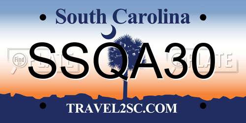 SSQA30 South Carolina License Plate