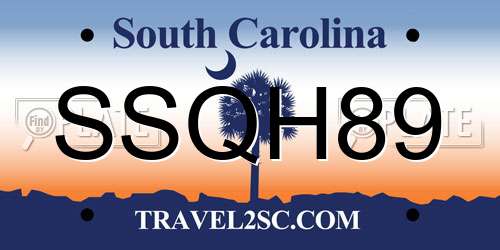 SSQH89 South Carolina License Plate