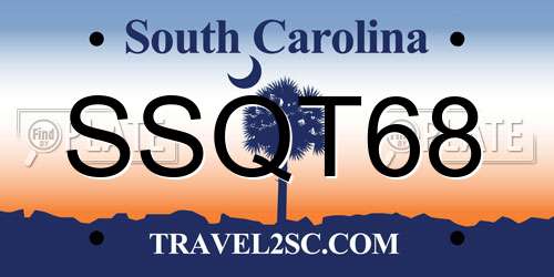 SSQT68 South Carolina License Plate