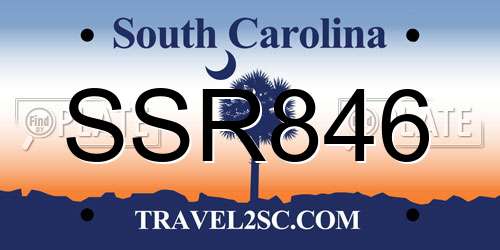SSR846 South Carolina License Plate