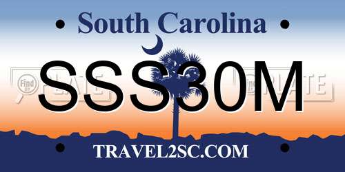 SSS30M South Carolina License Plate
