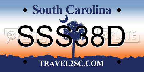 SSS38D South Carolina License Plate