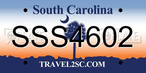 SSS4602 South Carolina License Plate