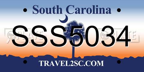 SSS5034 South Carolina License Plate