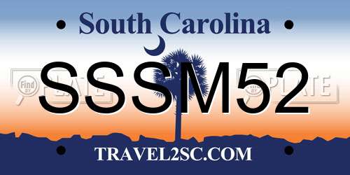 SSSM52 South Carolina License Plate