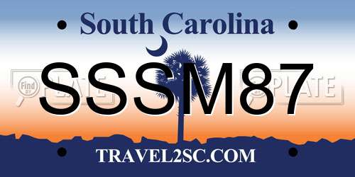 SSSM87 South Carolina License Plate