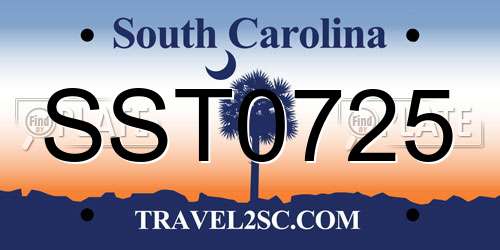 SST0725 South Carolina License Plate