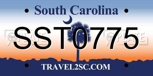 SST0775 South Carolina License Plate