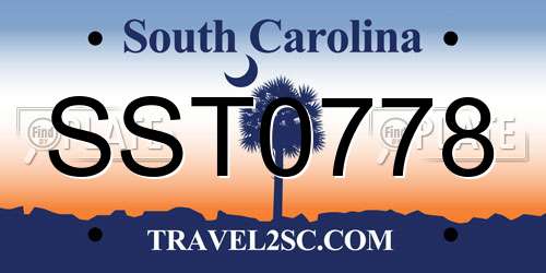 SST0778 South Carolina License Plate