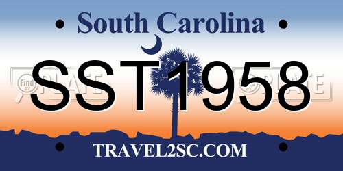 SST1958 South Carolina License Plate